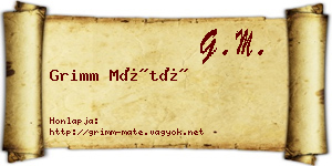 Grimm Máté névjegykártya